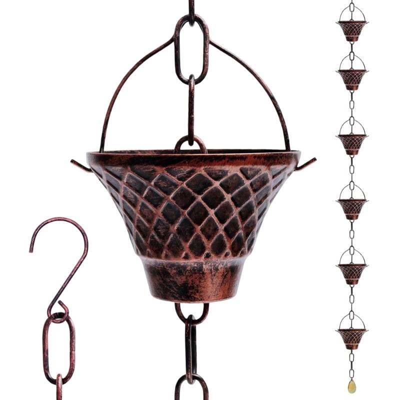 Functional Rain Chain with Copper Meshes Bonuses Rain Chain Gutter Adapter for Effective Garden Drainage 1