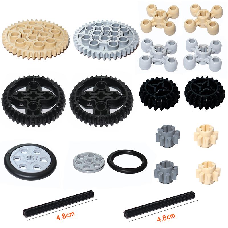 MOC Bricks Technical Accessories Bulk Multiple Sizes Gear Cross Axles Set Compatible All Brands Building Blocks Educational Toys
