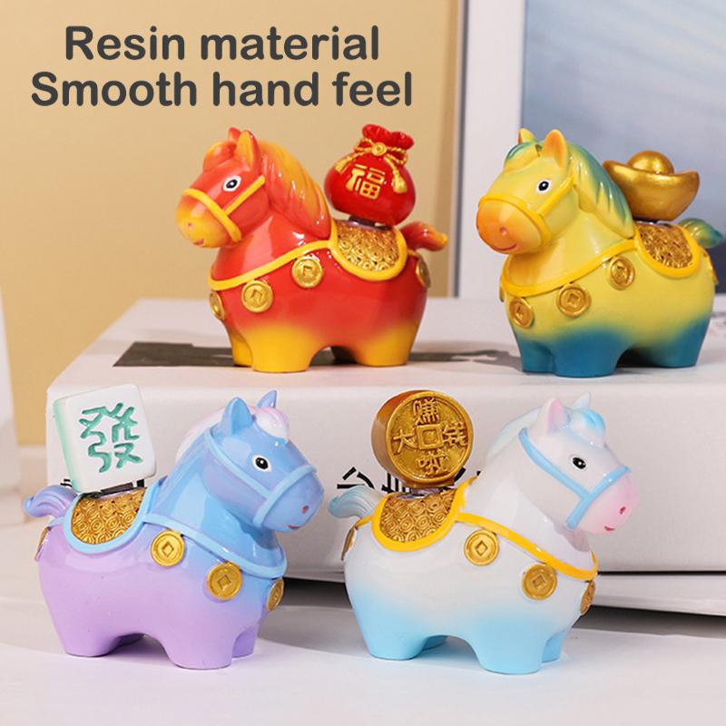 Zodiac Horse Ornaments Handcrafted Year Of The Horse Resin Cartoon Horse Statue Diy Craft