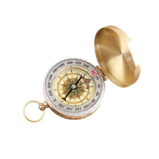 Vintage Copper Flip Outdoor Navigation Camping Pocket Compass Luminous Travel