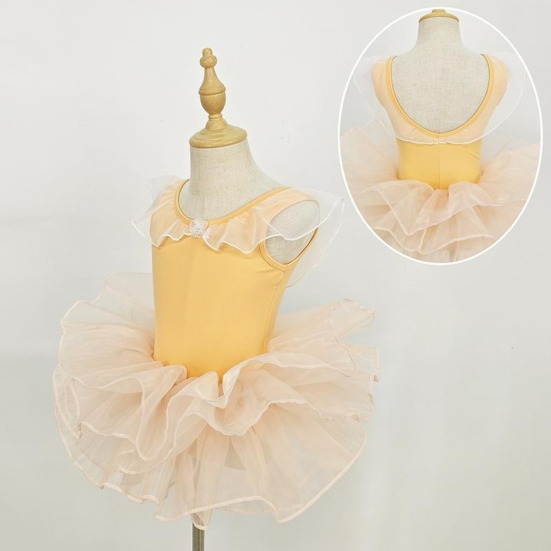 

Children s Dance Clothes Summer Short-sleeved Practice Test Performance Tutu Skirt Sleeveless Princess Girl Ballet Costume 110