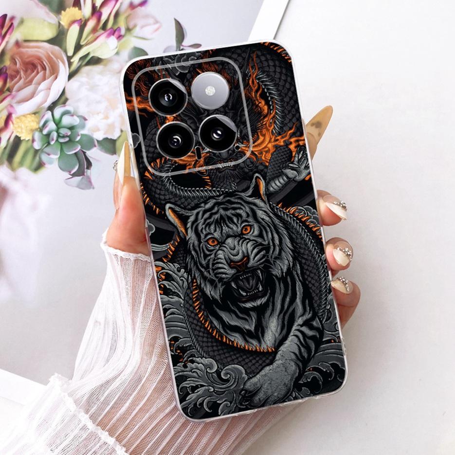 For Xiaomi Mi 14 Pro Case Cute Lion Fashion Painted Cover Soft Silicone Slim Phone Case For Xiaomi 14 Pro Mi14 Pro Fundas Bumper