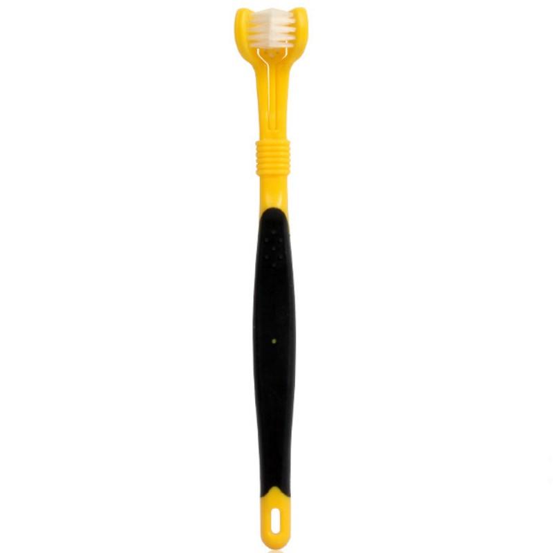 Dog Toothbrush Three Sided Pet Toothbrush Oral Cleaning Three Headed Brush for Dog Teeth Cleaning Soft Hair Dogs Toothbrushes