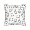 1Pc White Cat Pattern Pillow Cover - Contemporary Style Cute Kitten & Kitties Design, Zipper Closure, Machine Washable For Porch