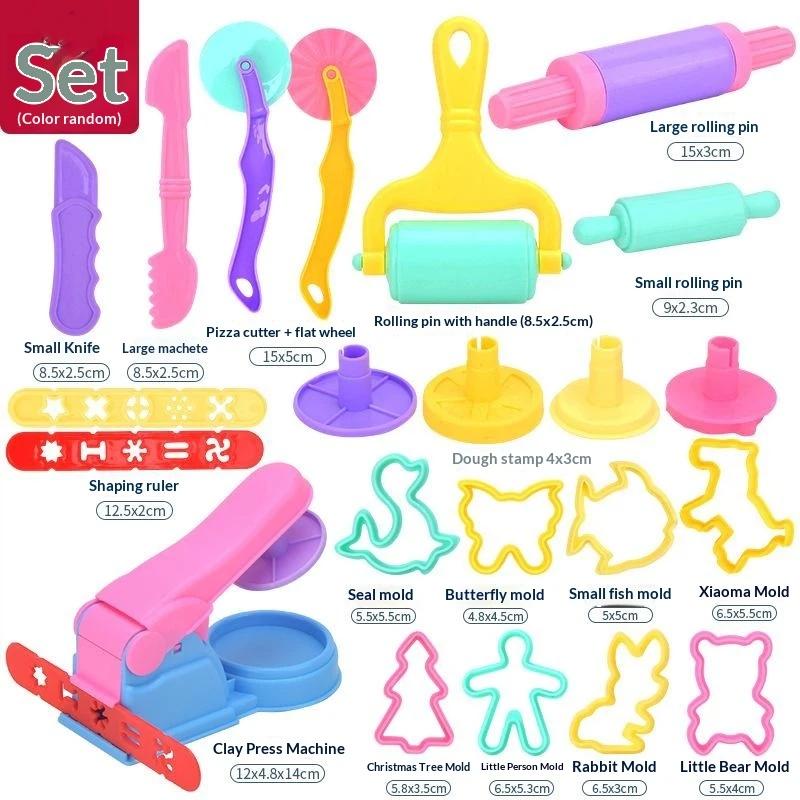 Fun Play Tools Kit For Kids Children Toddlers Playdough Extruders Knives Rollers Cutters Plasticine Clay Accessories Toy