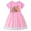 Kids' Korean Style Rainbow Sequin Princess Dress with Mesh Pleats - Short Sleeve for Summer, Long Sleeve for Spring/Autumn