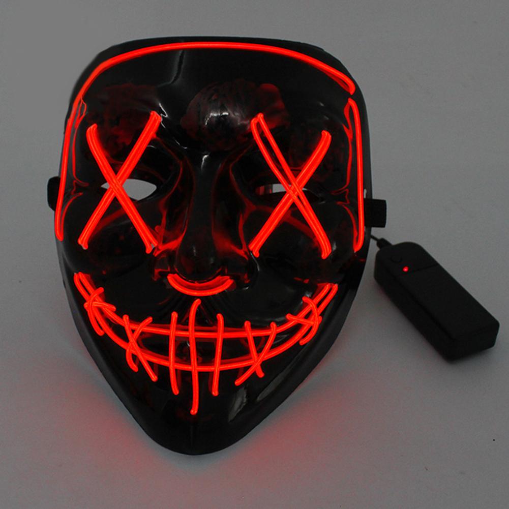 Wireless Halloween Neon LED Purge Mask Masque Masquerade Party Masks Light Grow In The Dark Horror Mask Glowing Masker