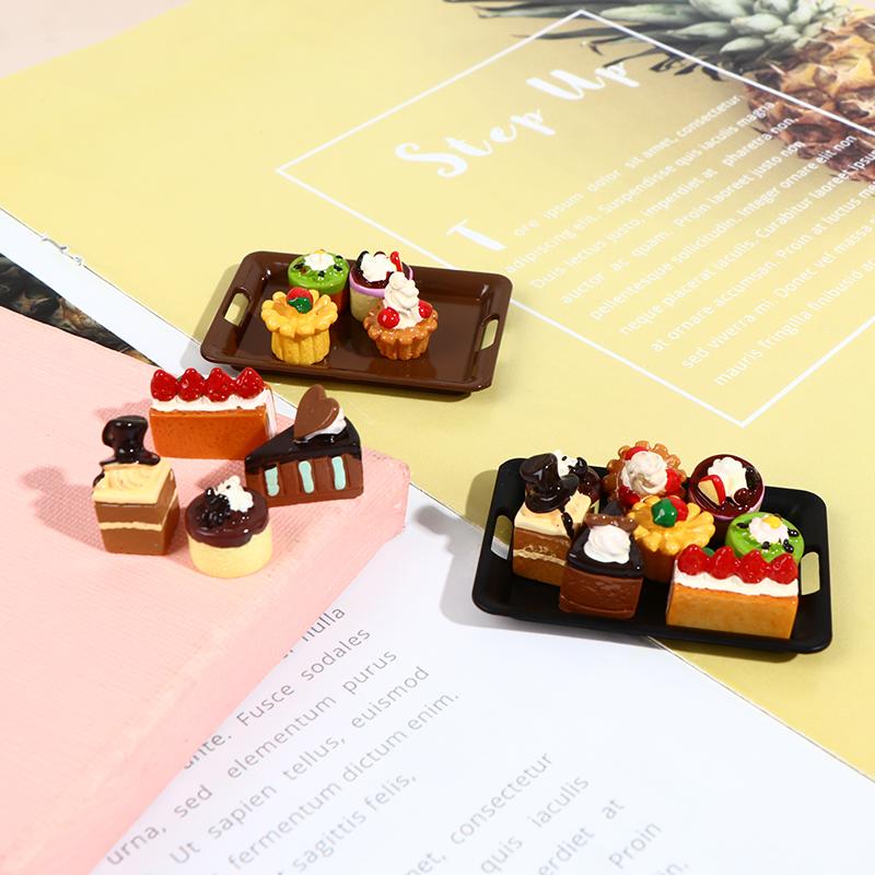 1/12 Dollhouse Miniature 1Tray+8 Cakes Model Kitchen Toys