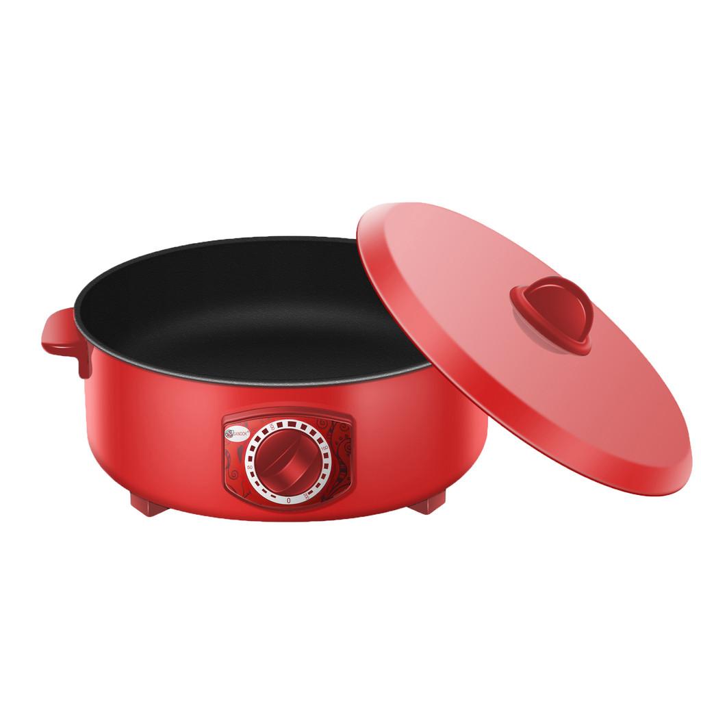 Red Multi Functional Hot Pot Dormitory Portable Electric Boiling Pot Household Large Capacity Cooking Utensil