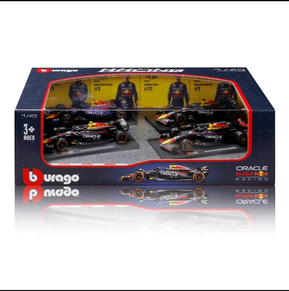 Bburago 1:Ensemble de 43 Modèles de Voitures de Course Ferrari F1 Diecast - 4 Pièces Voitures de Course de Collection Jouet Cadeaux de Noël Anniversaire pour Fans de F1 Décoration de Bureau