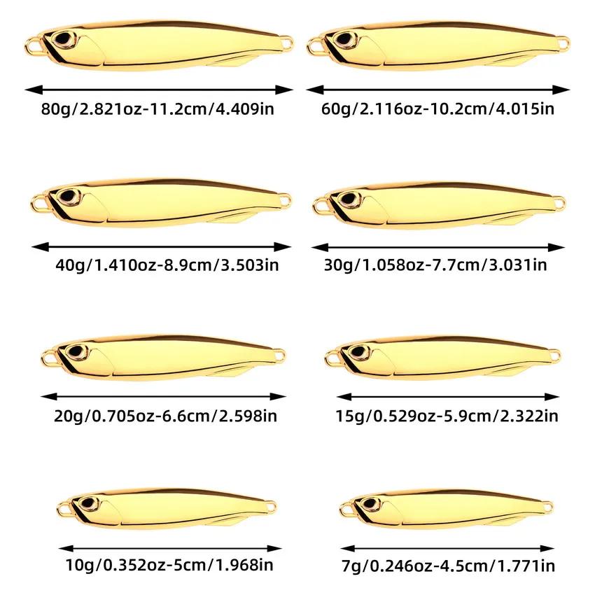 8pcs Metal Cast Jig Spoon 10g 15g 20g 30g 40g 60g 80g Lures with Hook Casting Jigging Fish Sea Bass Fishing Lure Artificial Bait