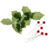 50Pcs Christmas Artificial Red Berry Stems with 50pc Green Leaves for Party Holiday Home Decoration DIY Garland Wreath Ornaments