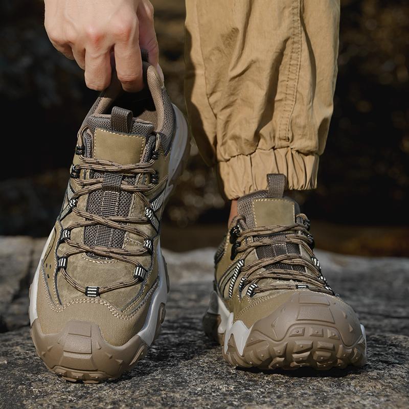 Fashion New Trend Outdoor Men Cowhide Hiking Shoes Lace-Up Genuine Leather Sneakers Fashion Non-slip Walk Footwear Male Treking Footwear
