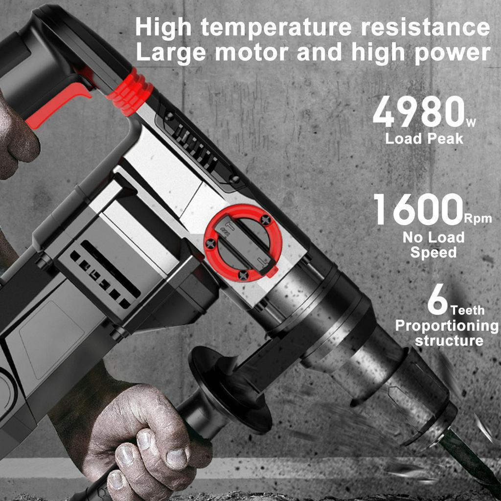 220V Multi-function Industrial Electric Drill Hammer Impact High Power Professional Rotary Hammer Puncher Demolition 4980W