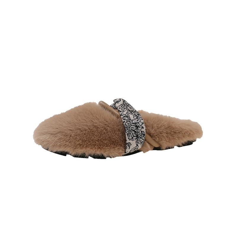 Retro Versatile Fashion Design Sense Niche Mao Mao Shoes Women's 2025 Autumn and Winter New Design Sense Outer Wear Cotton Slippers