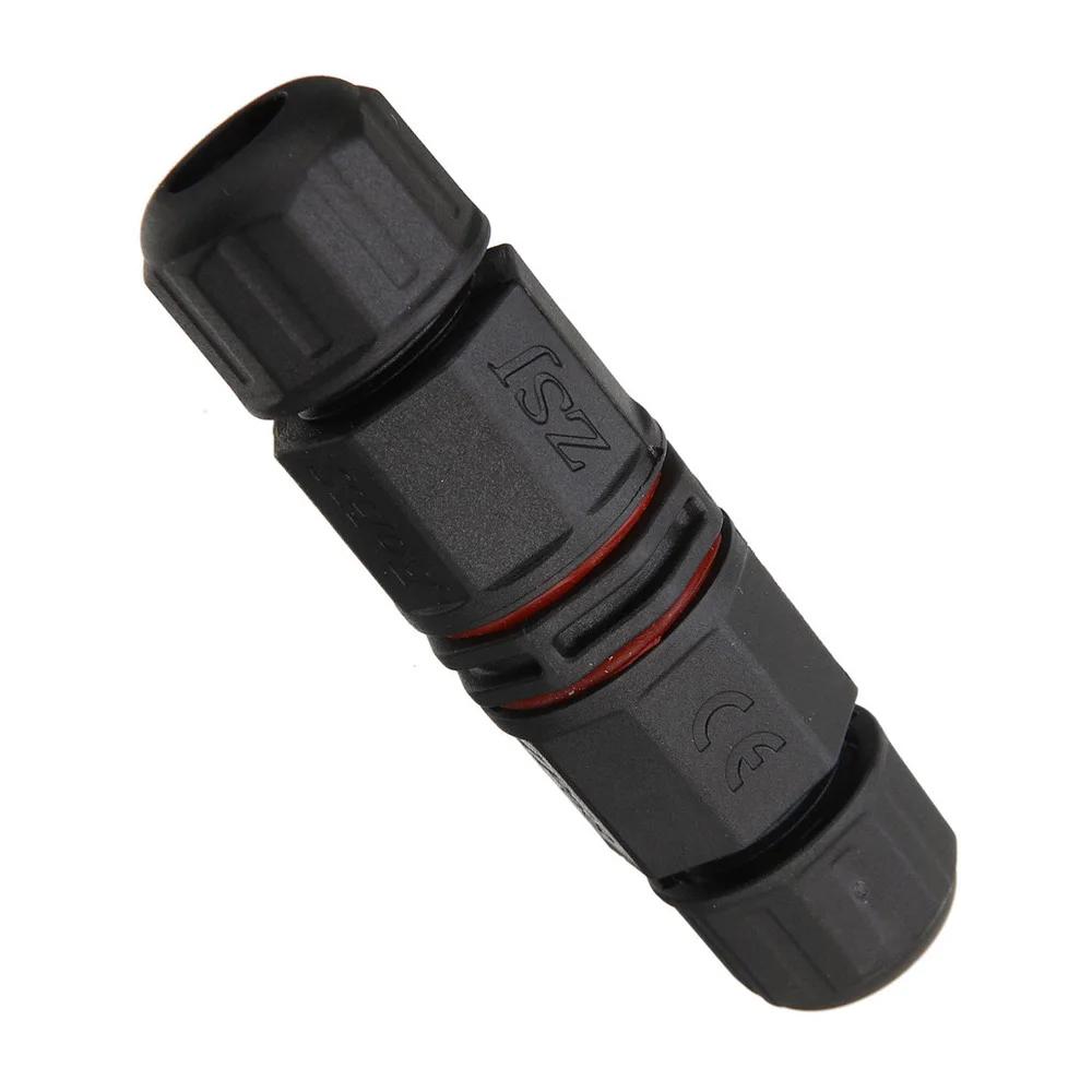 Easy To Use IP67 Waterproof Electrical Connector Cable Wire 3 Pin Screw Fixed Black Outdoor Socket For Electrical Wire