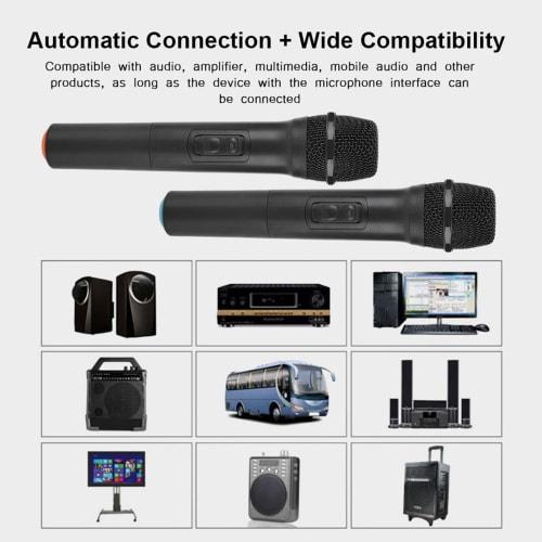 Vbestlife Wireless Handheld Microphone Suit, Universal VHF Handheld Dynamic Microphone with Metal Mesh Cover and Filter Cotton for Karaoke/Business Me