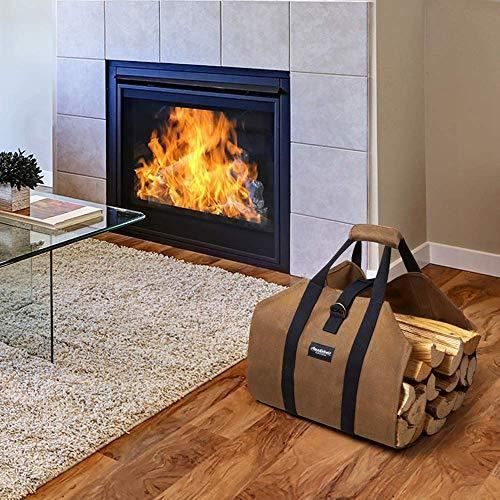Amagabeli Toile Sac à bûche Cheminée Sac de chauffage Imperméable Transporteur de bois extérieur rangement pour le bois de
