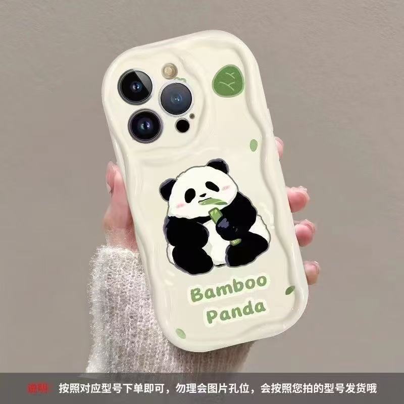 Cute Panda Is Suitable for Apple 16promax Cute 15pro Mobile Phone Case 14 Niche 13pro12 Girl 11