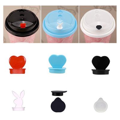 Disposable Coffee Cup Lids Stoppers Injection Caps Heart-Shaped Circle Plug Takeaway Packing Milk Tea Cups Leak Proof Plug