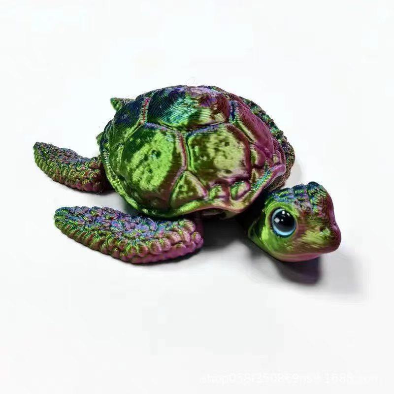 3D-gedruckte Schildkröten-Dekoration, Ornament, bunt, entzückend, PLA-Material, Kunstfigurine für Schlafzimmer, Schreibtischdekoration