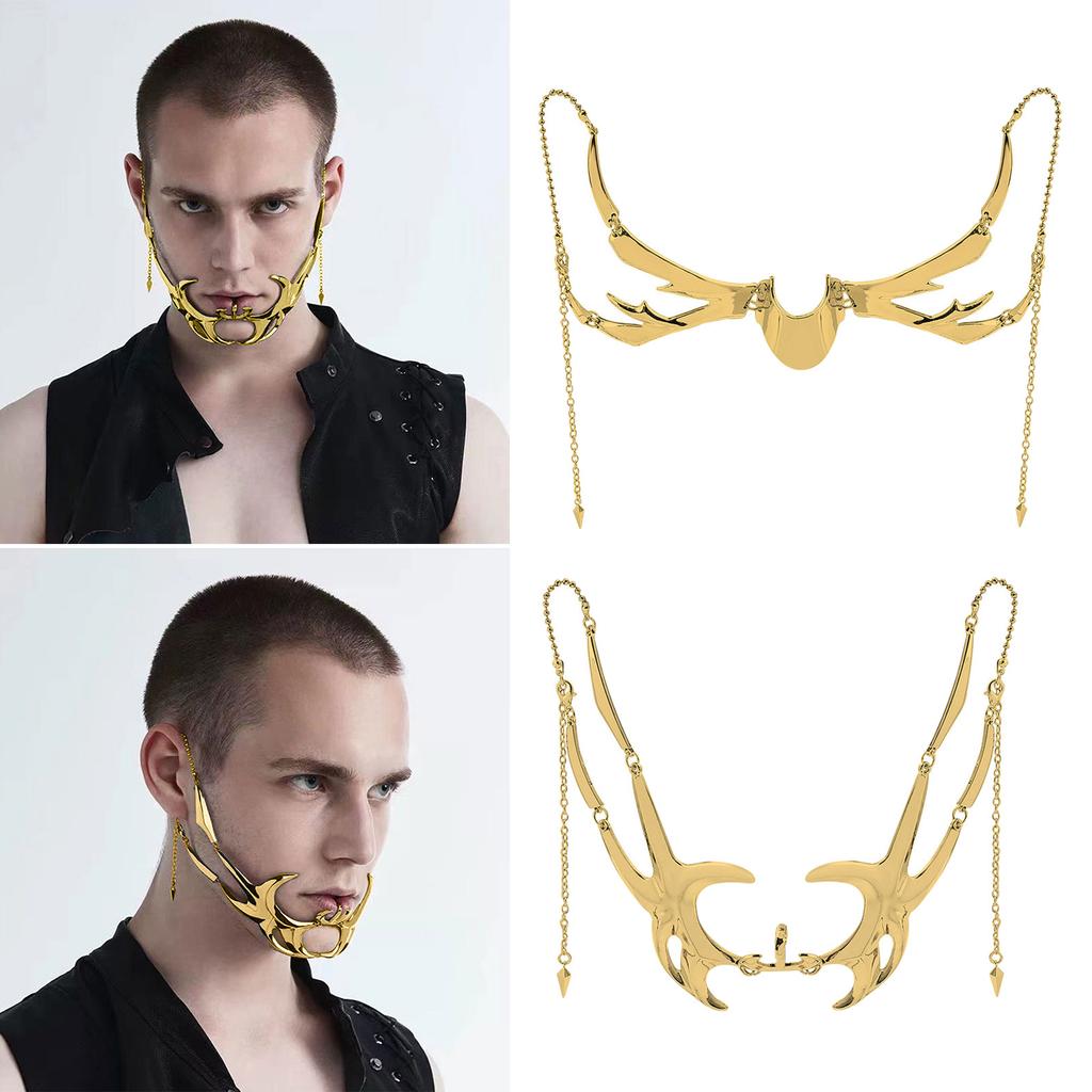 Unique Alien Fluid Face Accessory Nose Chin Mechanical Mask Futuristic Fashion Jewelry Elegant Party Accessories