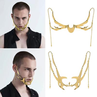 Einzigartiges Alien Fluid Gesichtsaccessoire Nase Kinn Mechanische Maske Futuristischer Modeschmuck Elegante Partyaccessoires