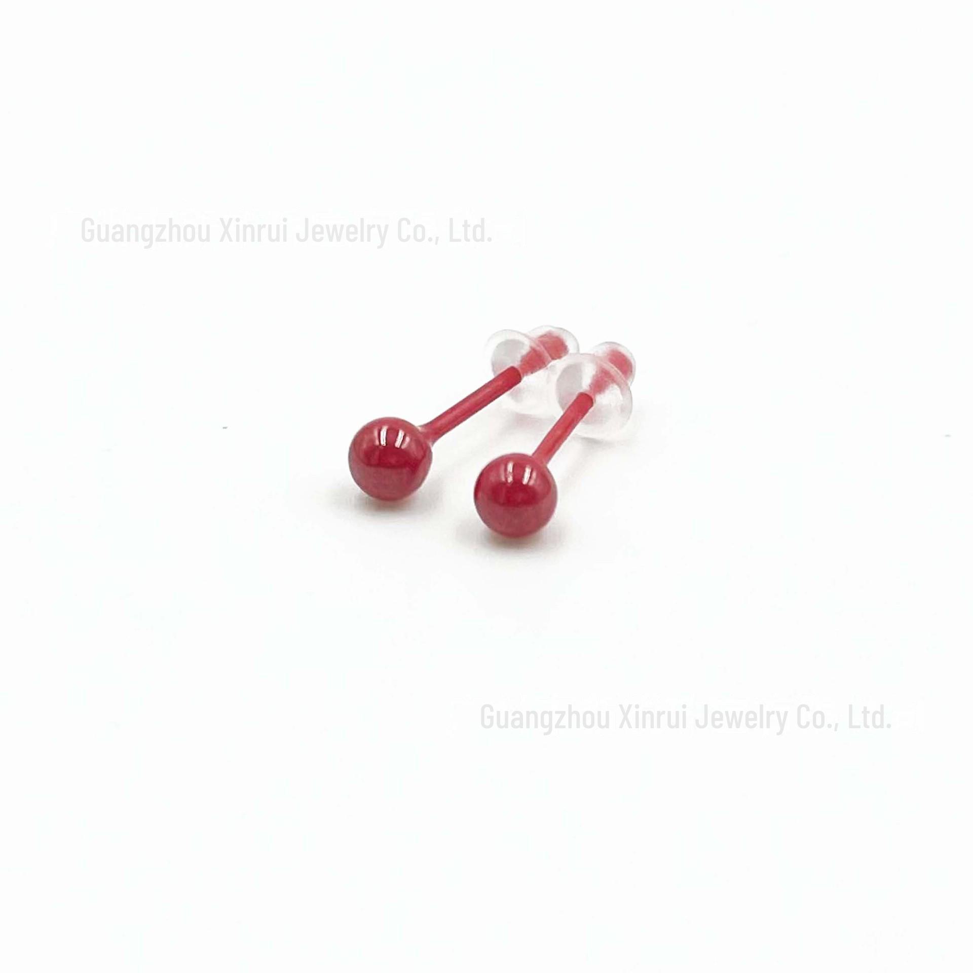 

Яскраві гіпоалергенні сережки з біокераміки 4 мм - круглий дизайн унісекс