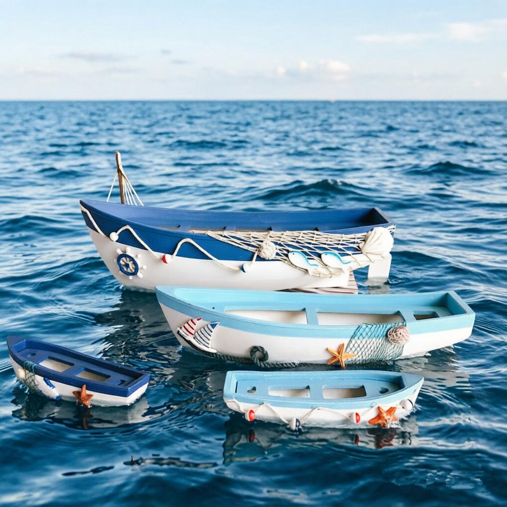 Nordic Vintage Wooden Boat Model Handmade Craft Ship Home Decor Living Room Table Centerpiece Creative Gift Room Decoration