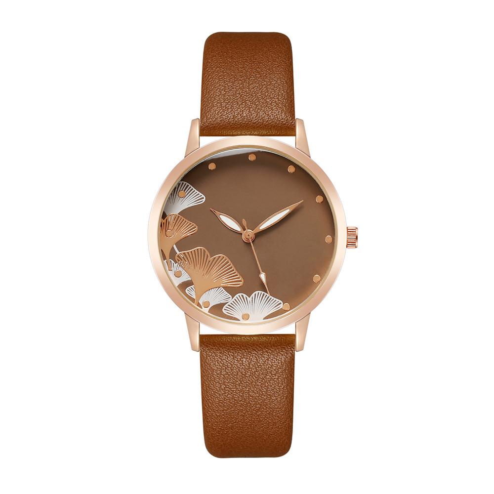 

Simple Women Fashion Ink Painting Black And White Design Ladies Quartz Watch Casual Leather Strap Female Bracelet Gift Clock коричневий