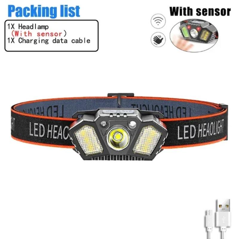 LED Multifunctional Strong Bald Light Wave Sensing Headlight Ultra Long Endurance Outdoor Emergency Lighting Work Light