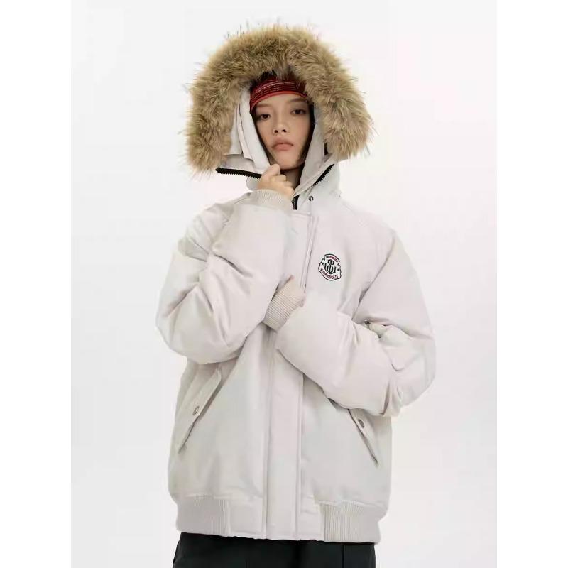 New Down Jacket for Women in Winter, Thickened Overalls, Small Korean Couple, Big Fur Collar, Padded Jacket