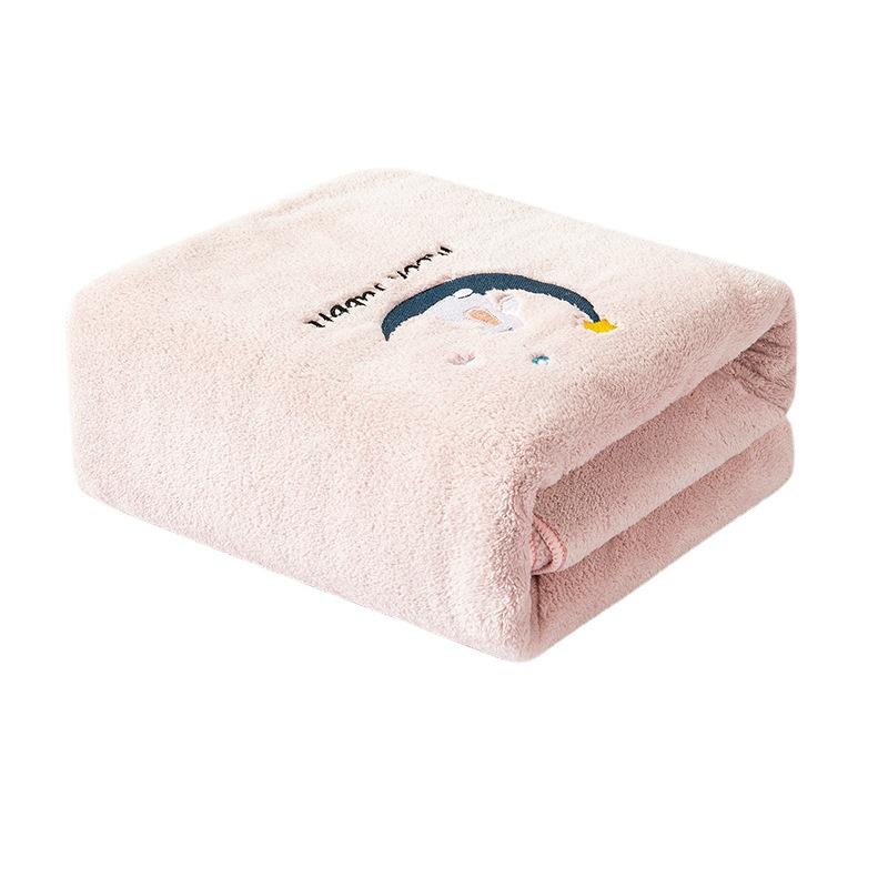 Towel daily necessities adult cartoon embroidery face towel coral fleece children's bath towel print LOGO