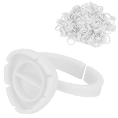 100 Stück Wimpernkleberhalter Ringbecher Wimpernverlängerungen Schnellblütebecher Wimpern Organizer Werkzeug Weiß