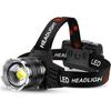 990000 High Lumens LED Headlamp Rechargeable, 95+ Hrs Endurance LED Head Lamp with Zoomable & 12 Modes & IPX7 Waterproof & 125° Adjustable