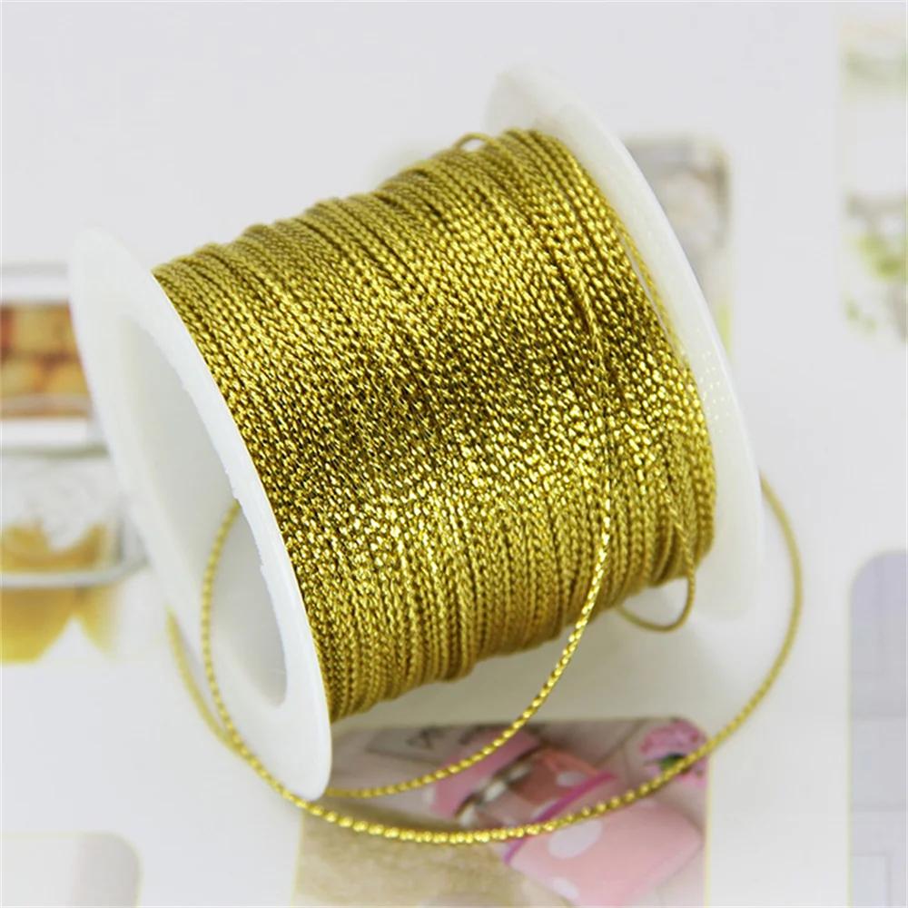 Meters Gold Silver Red Tag Line Bracelet Making Tying Rope Metallic Cord Packaging Thread Christmas Strap Ribbon Tinsel String