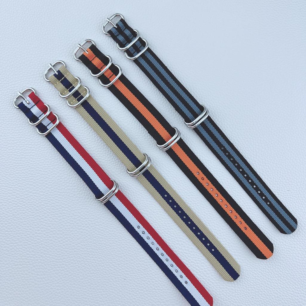 Nylon Braided NATO Canvas Watch Strap - One-Piece Design, Available in 18mm, 20mm, 22mm, 24mm Sizes.