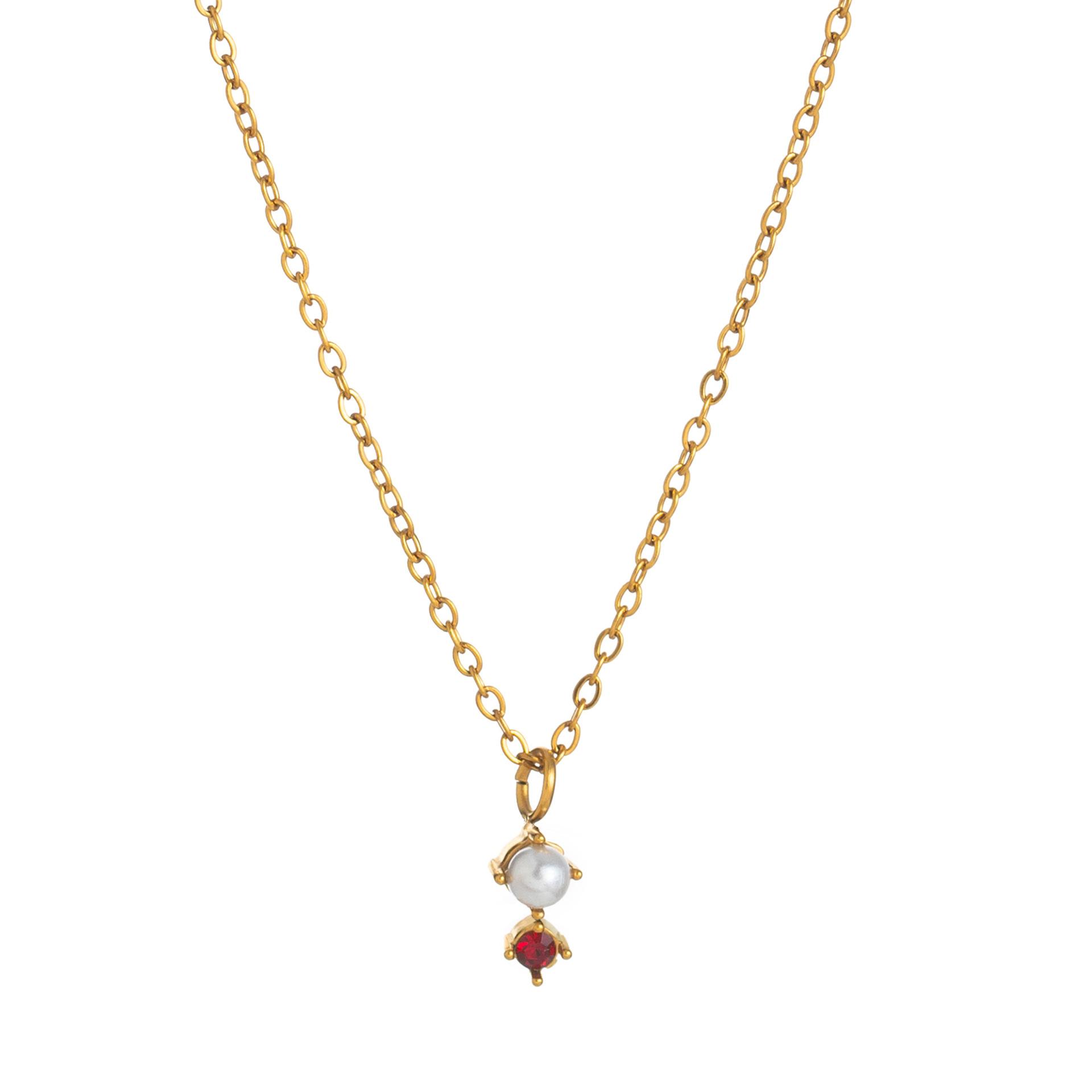 

Titanium Steel Birthstone 12 Birthstone Zircon Necklace Month Stone Girl Scholar Color Retention Necklace