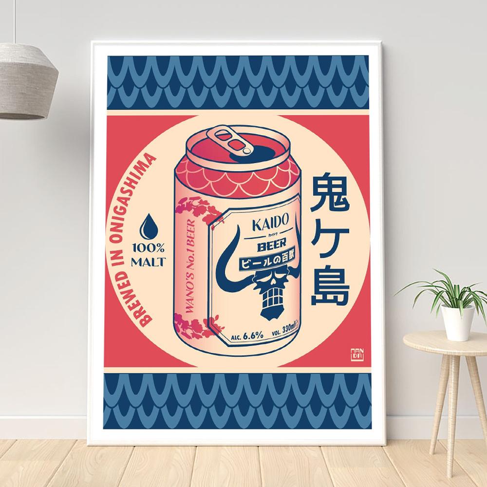 Manga Vintage Food Cover Art Poster Blue Restaurant Prints Retro Manga Beer Drinks Canvas Painting Kitchen Bar Room Home Decor