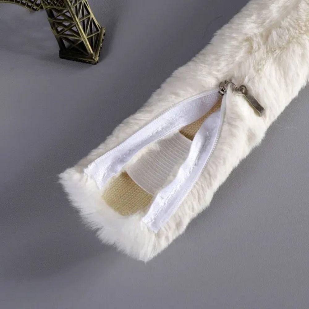 

Replacement Belt Faux Fur Bag Belts With Zipper Shoulder Handbag Accessories Plush Bag Strap Fashion Warm Bag Handles Winter 30cm белый