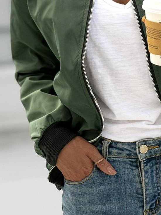 Women's European & American Fashion Solid Color Zipper Casual Jacket - Spring 2023