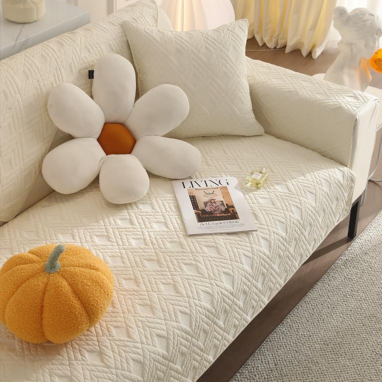 New Solid Color Sofa Seat Cushion Pure Cotton Cloth Non-slip Simple Four-season Cotton Sofa Cushion Cover Towel