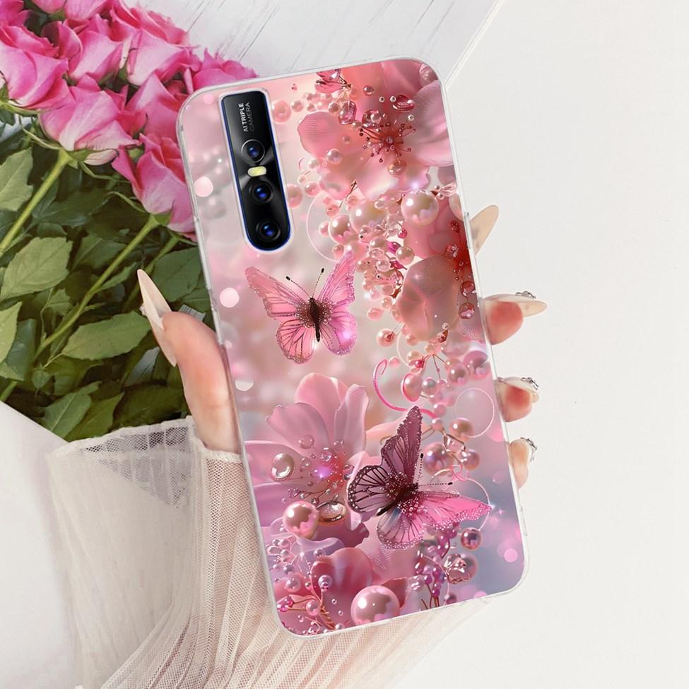 Casing For Vivo V15 Pro Cover Transparent Cute Cat Fashion Butterfly Funny Painted Phone Case For Vivo 1818