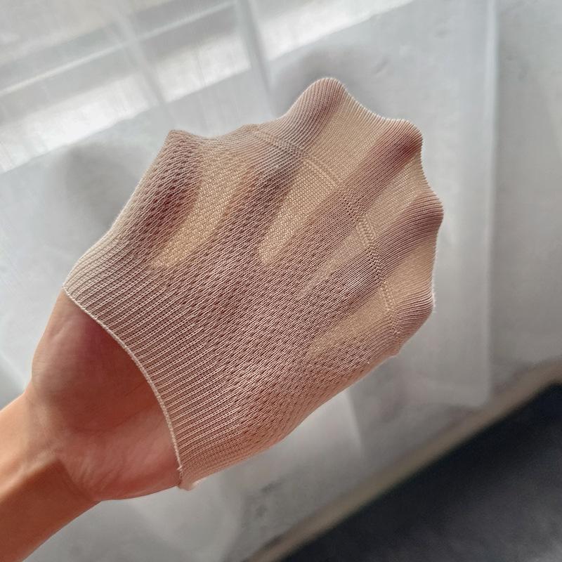 Female Summer Thin Cotton Breathable Sweat Absorbable Non Slip Heel Boneless Invisible Socks