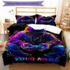 3pcs Custom Name Cyberpunk Neon Bedding Set Printed Bedding Set Duvet Cover Closure Includes 1 Duvet Cover & 2 Pillowcases Bedroom Decor