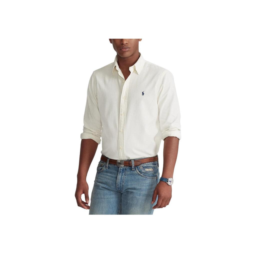 Polo Ralph Lauren FW23 Pony Embroidered Single-Breasted Long Sleeve Shirt Men shirts White MNPOWOV16820898-101