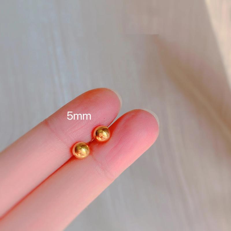 3/4/5/6Mm Classic Titanium Steel Dot Ball Stud Earrings Unisex Gold Color Stackable Simple Women'S Jewelry Christmas Gifts