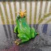 Wearing Crown Miniature Frog Statues Resin Material Frog Ornament Frog Figurines  Indoor Outdoor