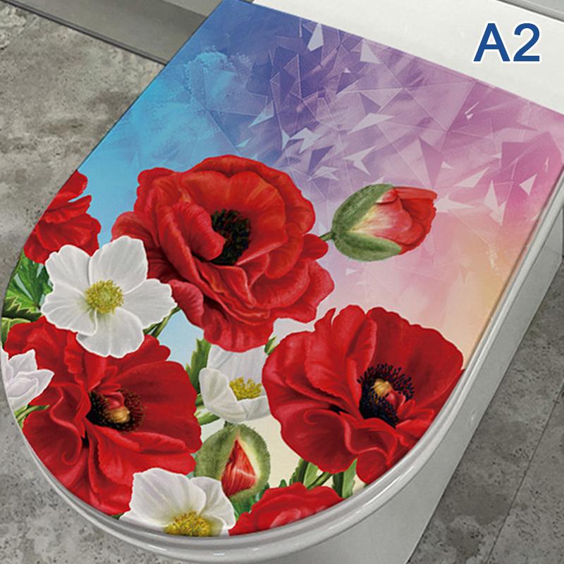 Adesivos de Vaso Sanitário com Padrão de Borboleta e Flor Rosa Adesivos de Decoração para Banheiro Pinturas Autoadesivas Adesivo de PVC Removível