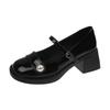 Retro Small Fragrant Mary Jane Women's Shoes New Versatile Thick Heel with Skirt Japanese Small Leather Shoes Single Shoes